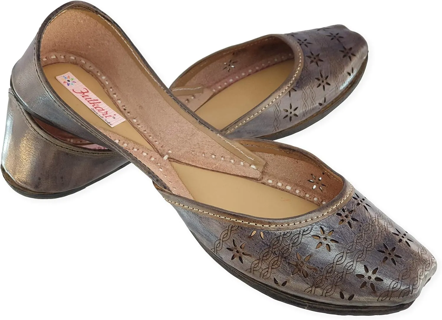 Women's Soft Leather Daily Casual Wear Jutis | Bite and Pinch Free Juti | Punjabi Jutti for Ladies | Flats Mojari Shoes | Phulkari Ethnic Flat for Girls |
