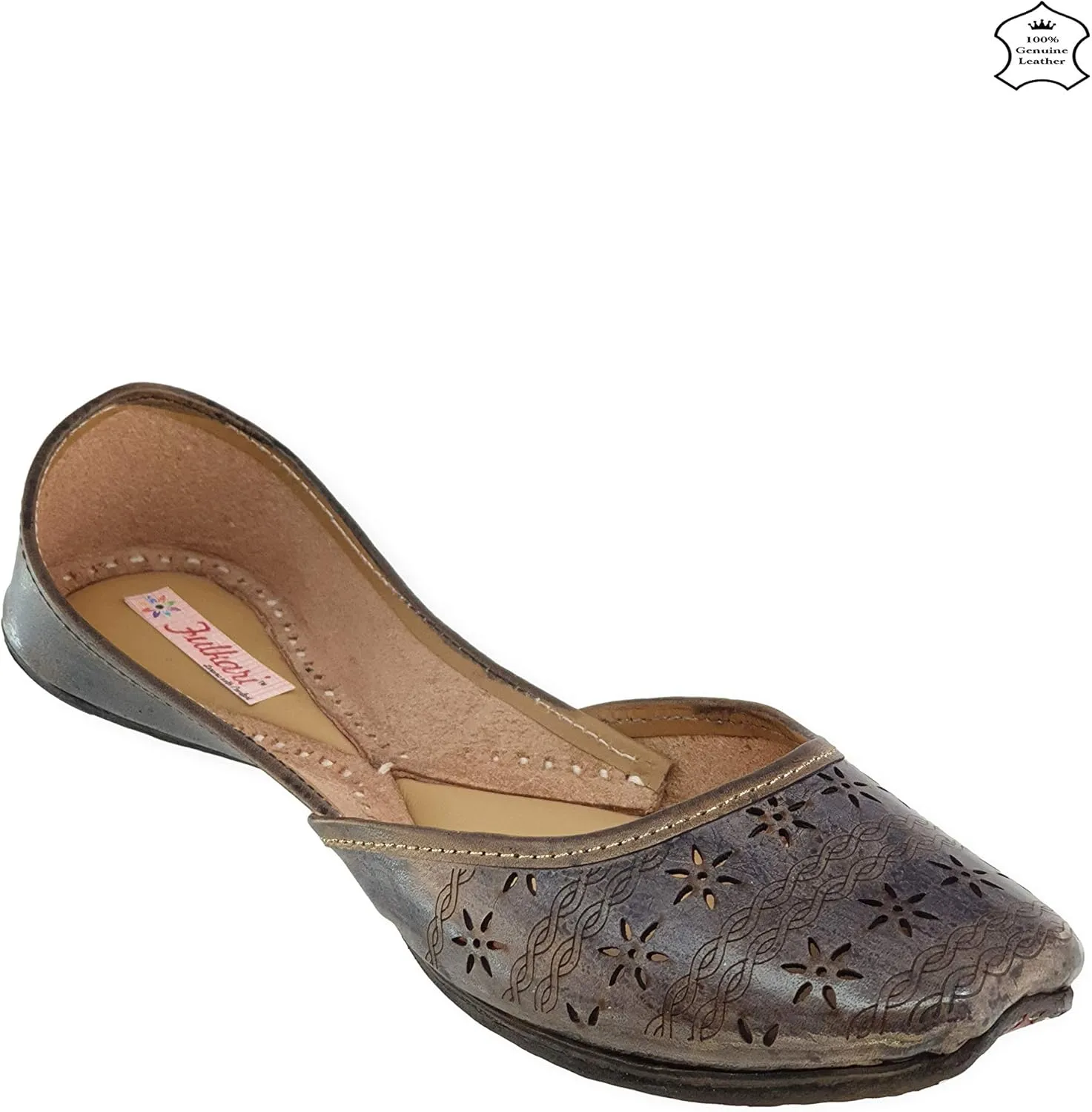 Women's Soft Leather Daily Casual Wear Jutis | Bite and Pinch Free Juti | Punjabi Jutti for Ladies | Flats Mojari Shoes | Phulkari Ethnic Flat for Girls |