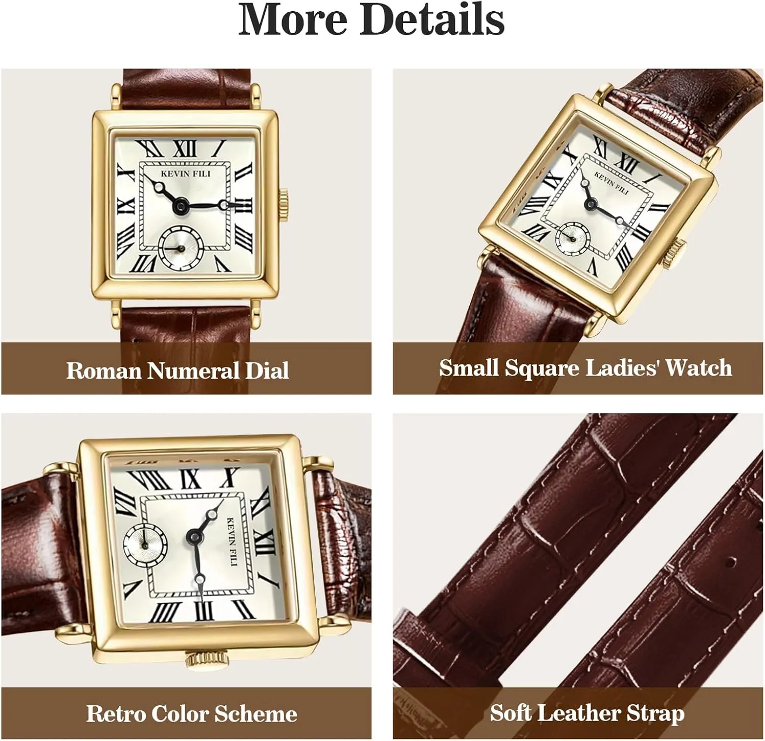 Women's top Layer Cowhide Strap Watch Exquisite and Elegant Women's Watch Classic Retro Square Women's Quartz Watch Gift for her