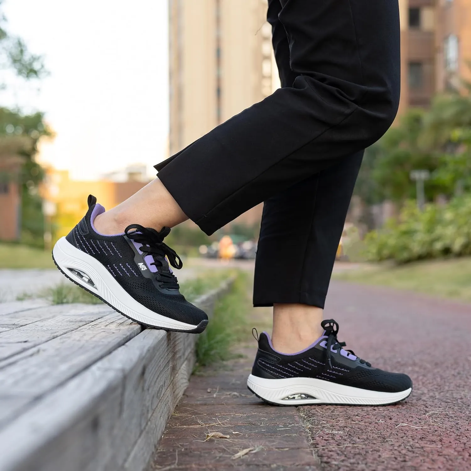 Women's Walking Shoes with Arch Support Orthotic Sneakers for Plantar Fasciitis Heel and Foot Pain Relief Tennis PurpleBlack Size 9.5