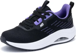 Women's Walking Shoes with Arch Support Orthotic Sneakers for Plantar Fasciitis Heel and Foot Pain Relief Tennis PurpleBlack Size 9.5