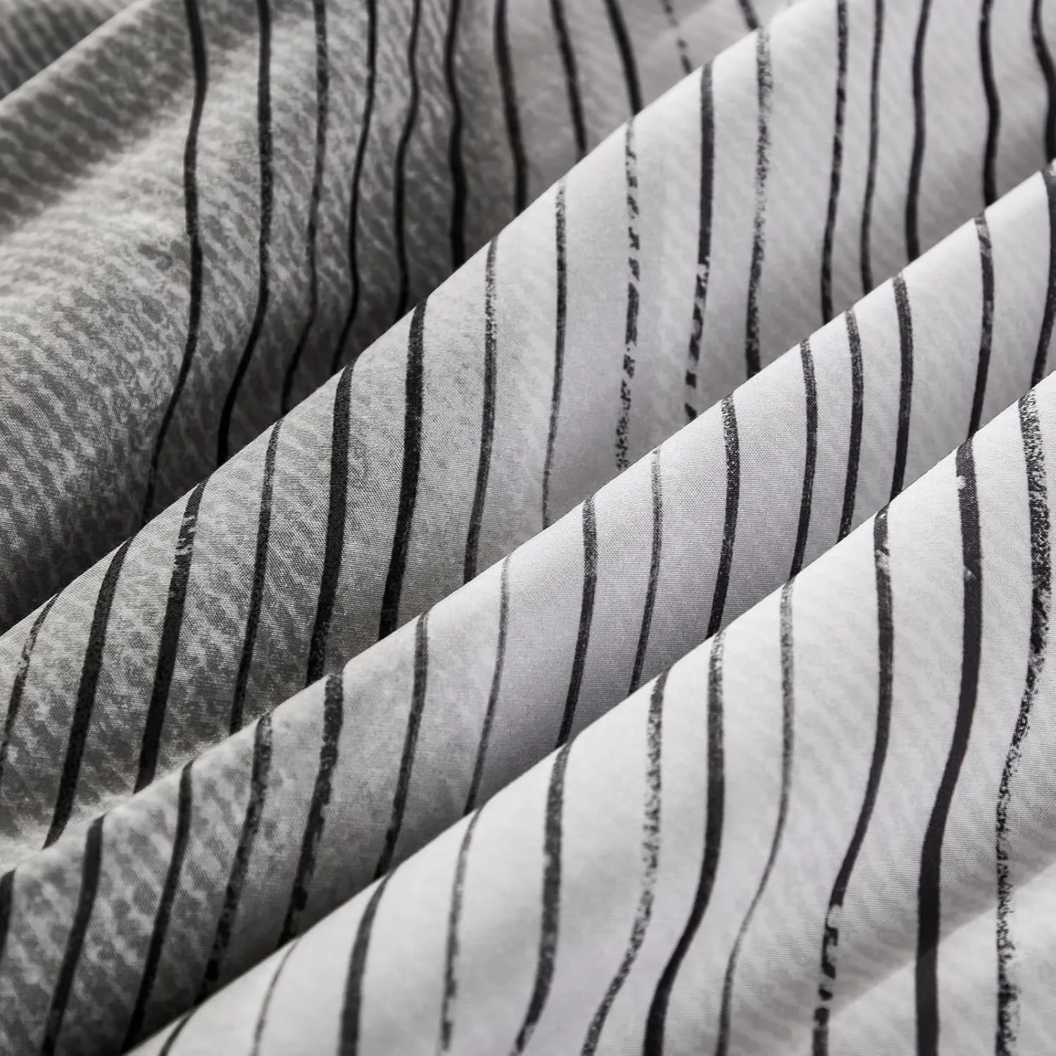 WONGS BEDDING Black King Comforter Set 7 Pieces, Striped Comforter Bedding Set for All Season, Ultra Soft King Size Bed in a Bag with Sheets, Pillowcases & Shams