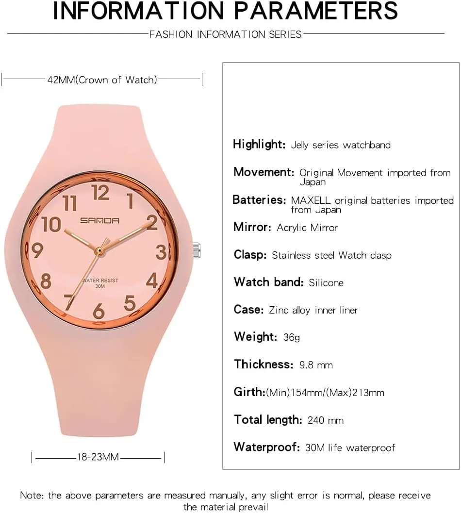 XCZAP Fashion Jelly Series Sports Ladies Silicone Strap Electronic Quartz Waterproof Watch
