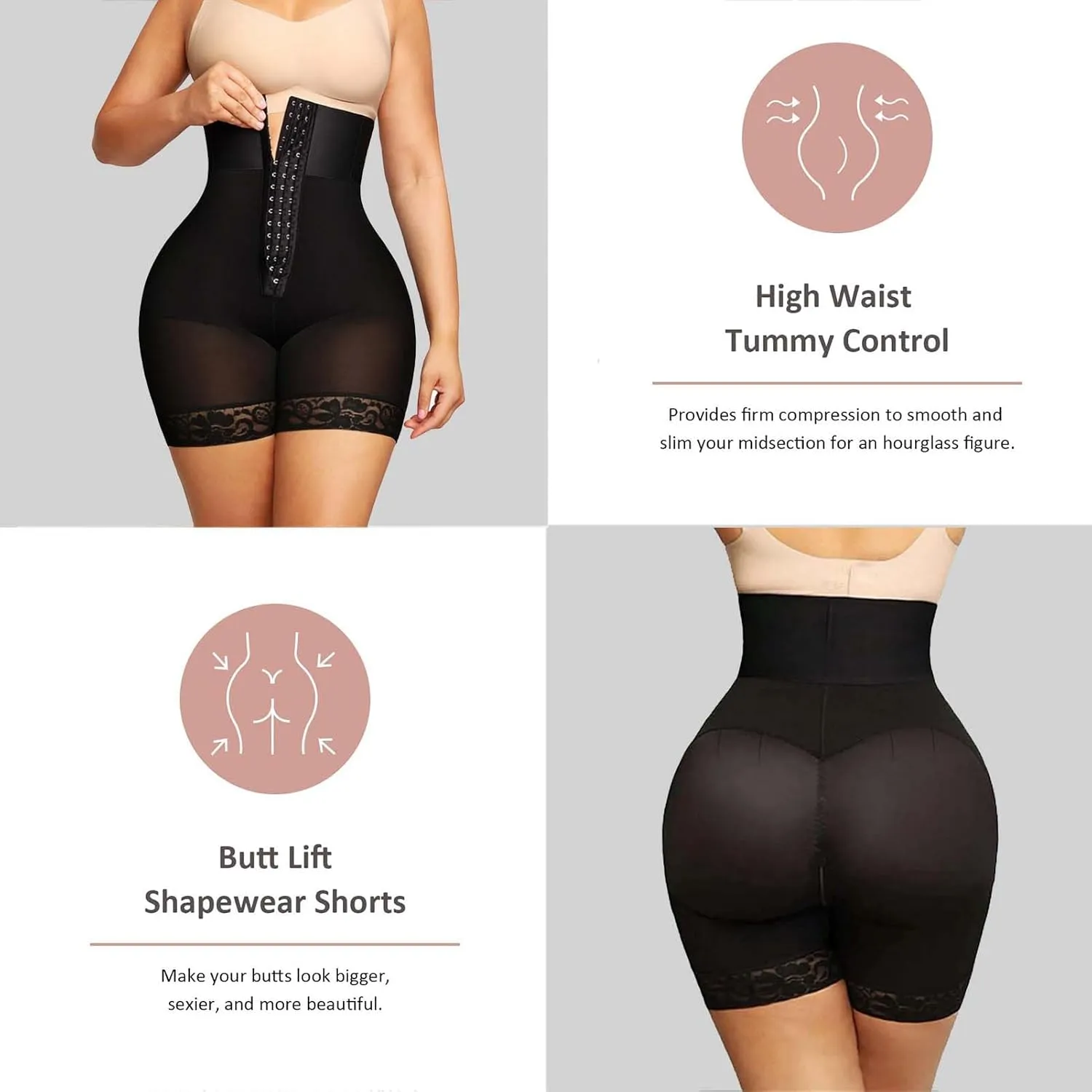 XZG High Waist Shapewear for Women Tummy Control Body Shaper Shorts Butt Lifting Thigh Slimming Waist Trainer Pants