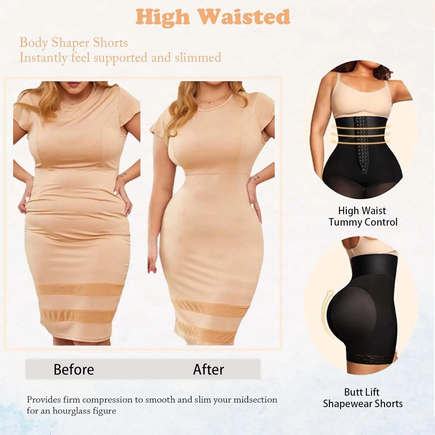 XZG High Waist Shapewear for Women Tummy Control Body Shaper Shorts Butt Lifting Thigh Slimming Waist Trainer Pants