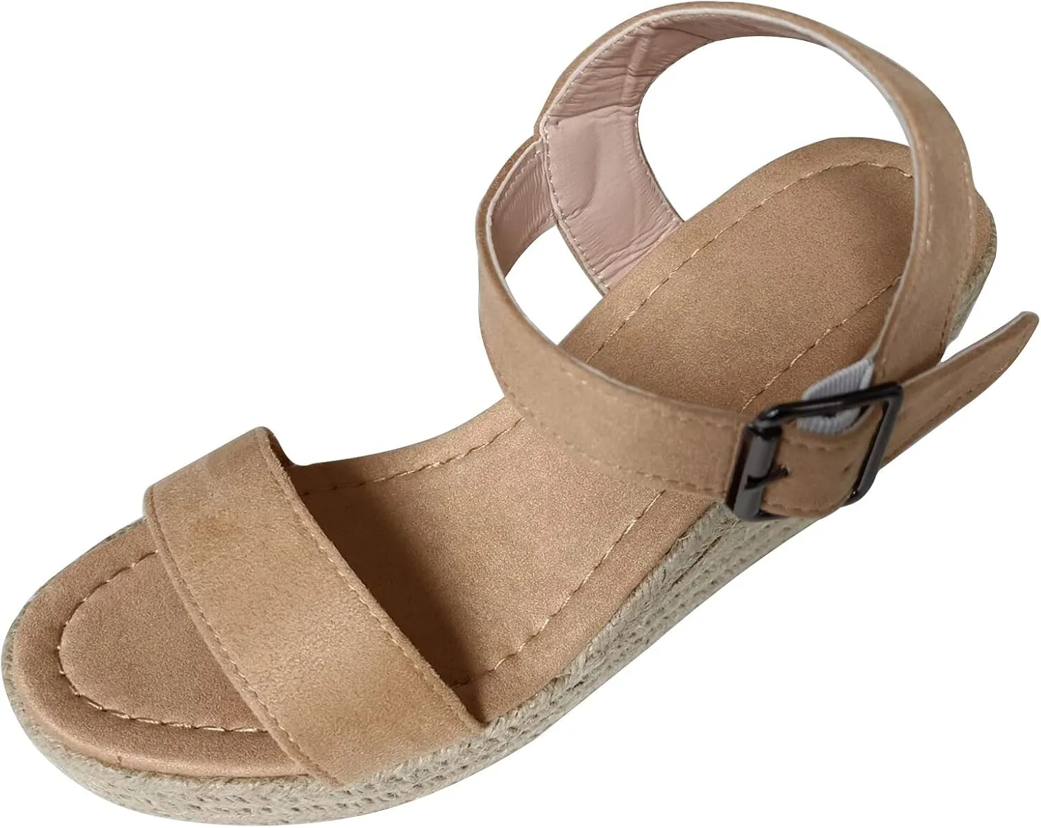 Yanzhenglip Wedge Sandals for Women Casual Summer Comfortable Bohemia Beach Sandals Open Toe Mid Chunky Heel Platform Shoes Sandal Open Toe Flower Beach Sandals Ankle Buckle (Brown-G, 6.5-7)
