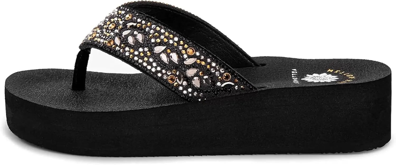 Yellow Box Women's Brigid Flatform Sandal, Round Toe, 1.75 Inch Heel, 1.25 Inch Platform, Comfortable Flip-Flop
