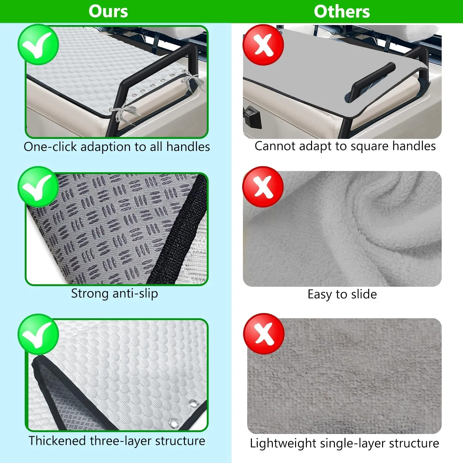 YOKYHOM Golf Cart Seat Covers, Ice Silk Fabric Golf Cart Seat Towel Blanket, Anti-Slip Low Surface   Adaptable Tie Rope Design, Perfect for Yamaha, EZGO, Club Car and More Golf Carts (39''x 22'')