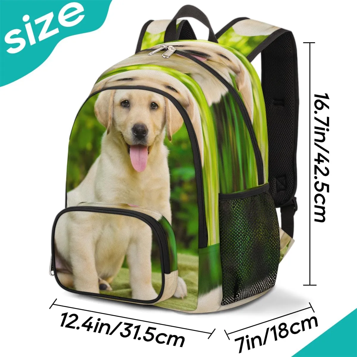 Yzrwebo Animal Puppy Backpack for Women Men Labrador Retriever Lightweight Backpack with Multiple Pockets Laptop iPad Tablet Travel Sports Bag Casual Daypack Backpack Adjustable Shoulder Straps